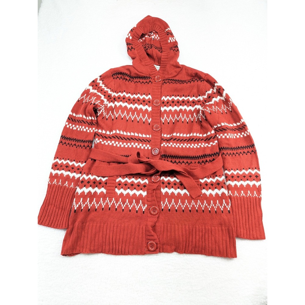 Great Northwest Women's Red Christmas Button Up Heavy Knit Cardigan Sweater XL